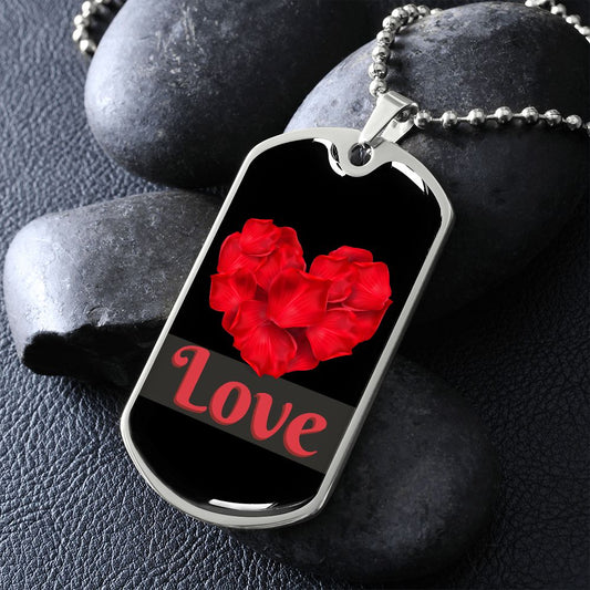 Love Inspirational Dog Tag Necklace - Heart Of Petals
