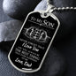 To My Son Dog Tag Necklace The Best Thing phrase with fist bump.