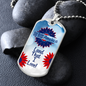 God Bless America Dog Tag Necklace - Red and Blue Flowers