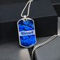 Blessed Inspirational Dog Tag Necklace - Blue Flower