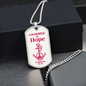 Anchored In Hope Bible Verse Dog Tag Necklace | Pink Anchor
