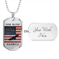 God Bless America Dog Tag Necklace - Flag and Eagle