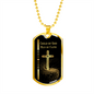 Man Of Faith Dog Tag Necklace - Gold Cross