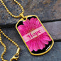 Hope Inspirational Dog Tag Necklace - Pink Flower