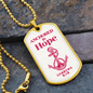 Anchored In Hope Bible Verse Dog Tag Necklace | Pink Anchor