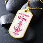 Anchored In Hope Bible Verse Dog Tag Necklace | Pink Anchor