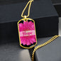 Hope Inspirational Dog Tag Necklace - Pink Flower