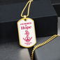 Anchored In Hope Bible Verse Dog Tag Necklace | Pink Anchor