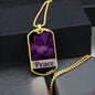 Peace Inspirational Dog Tag Necklace - Purple Flower