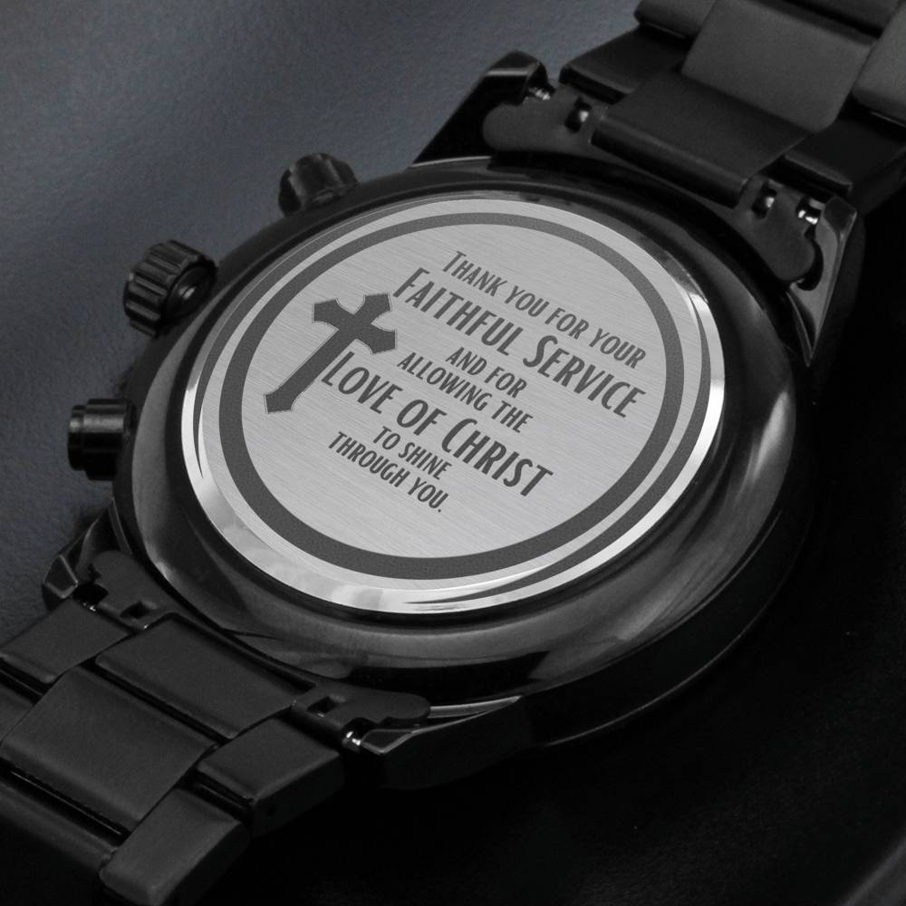 Engraved Chronograph Watch Faithful Service