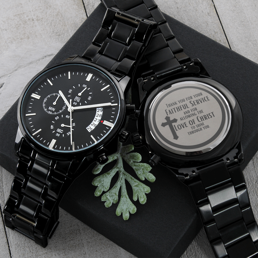 Engraved Chronograph Watch Faithful Service
