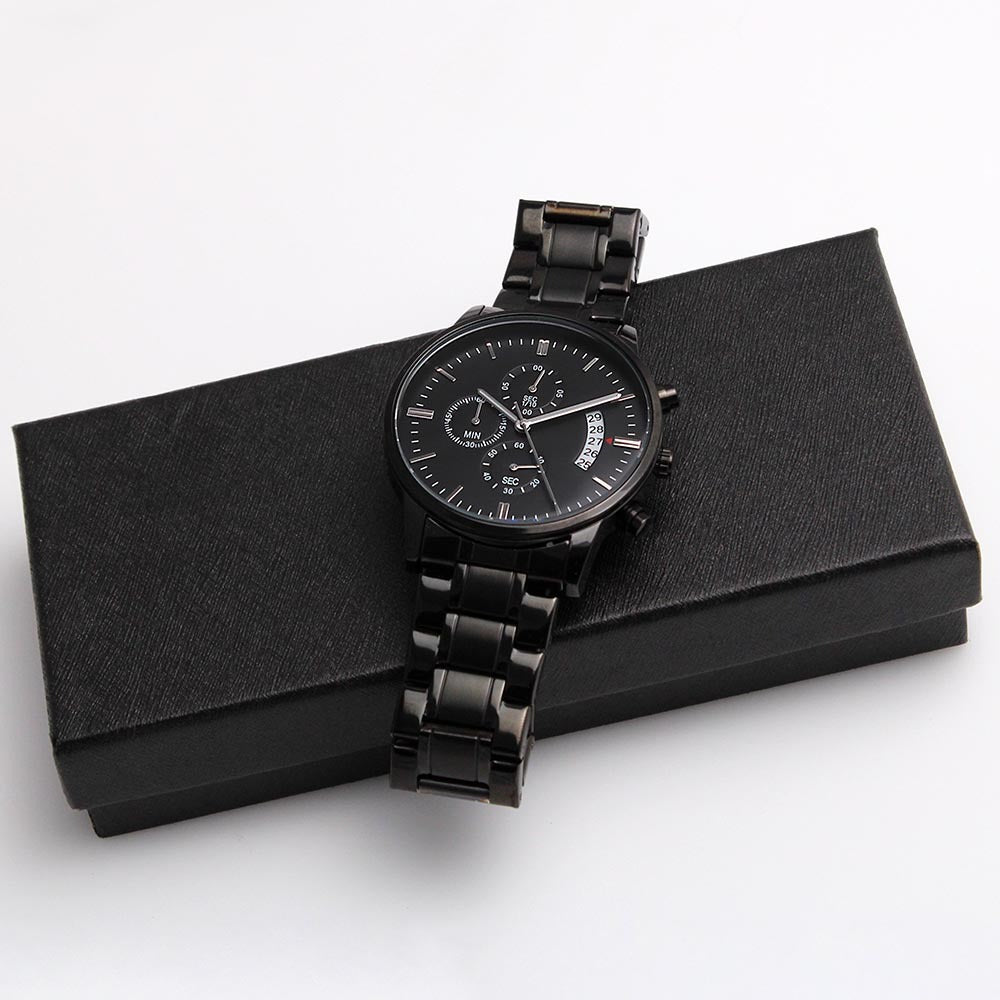 To Husband and Dad Men's Chronograph Black Watch - Man of God and Fisher of Men