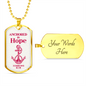 Anchored In Hope Bible Verse Dog Tag Necklace | Pink Anchor