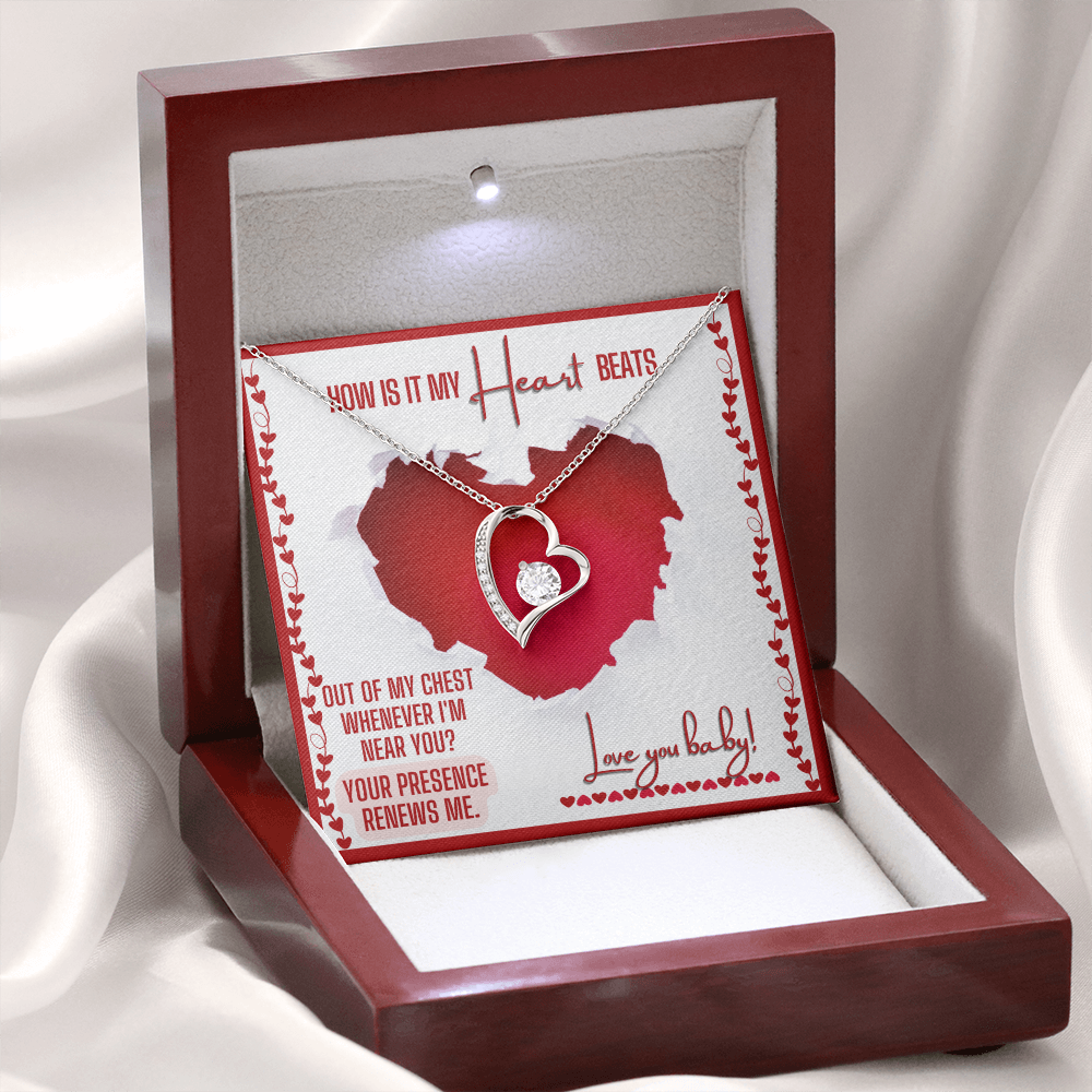 Heart Necklace For The Love Of Your Life - Heart Beats Valentine Message Card