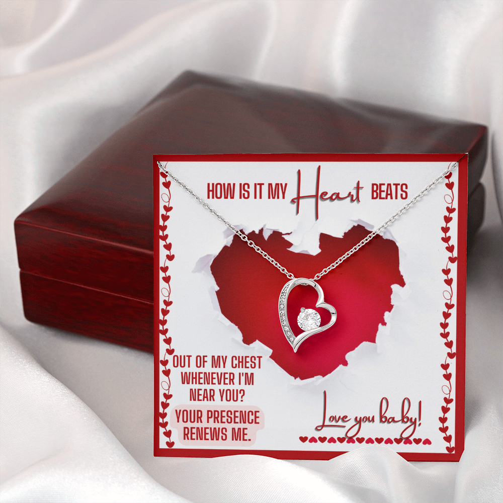 Heart Necklace For The Love Of Your Life - Heart Beats Valentine Message Card