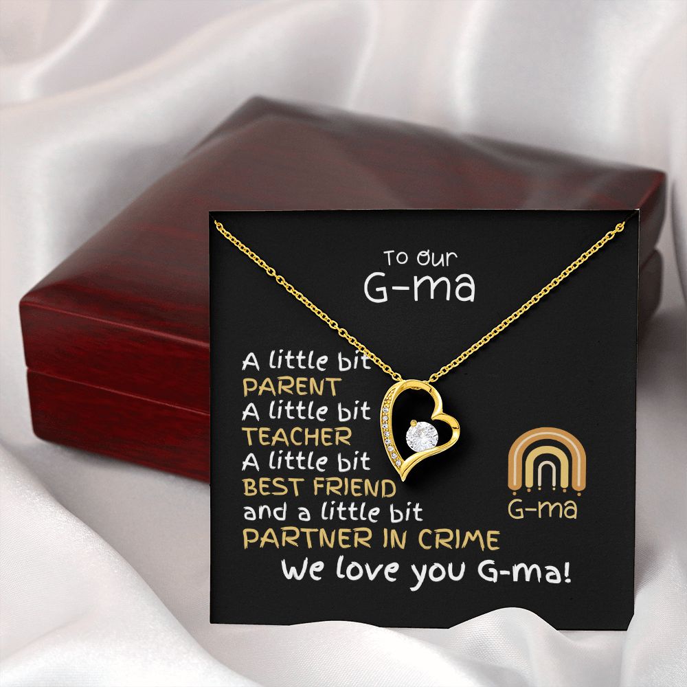 To G-ma From Grandkids - Forever Love Necklace -A Little Bit Message Card