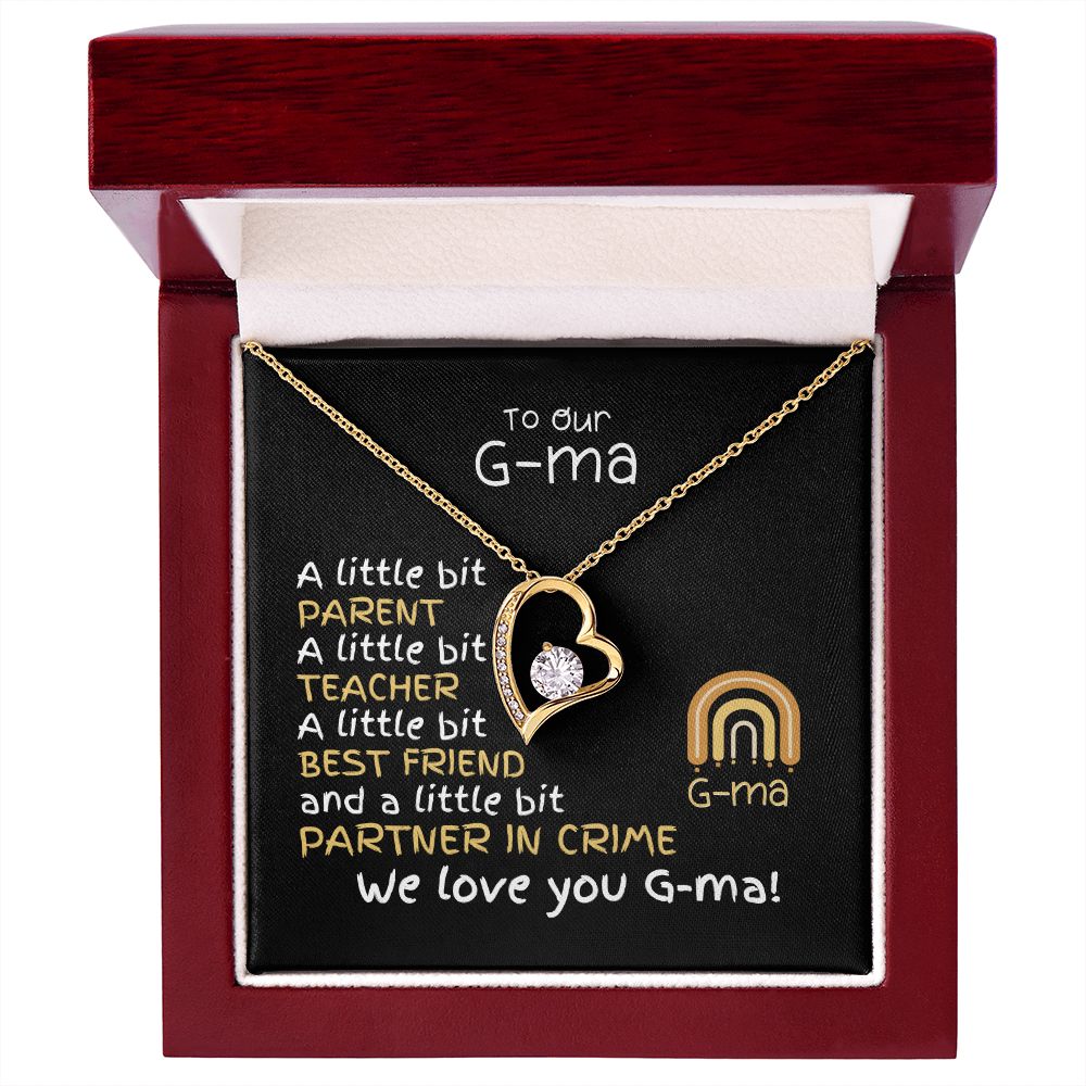To G-ma From Grandkids - Forever Love Necklace -A Little Bit Message Card