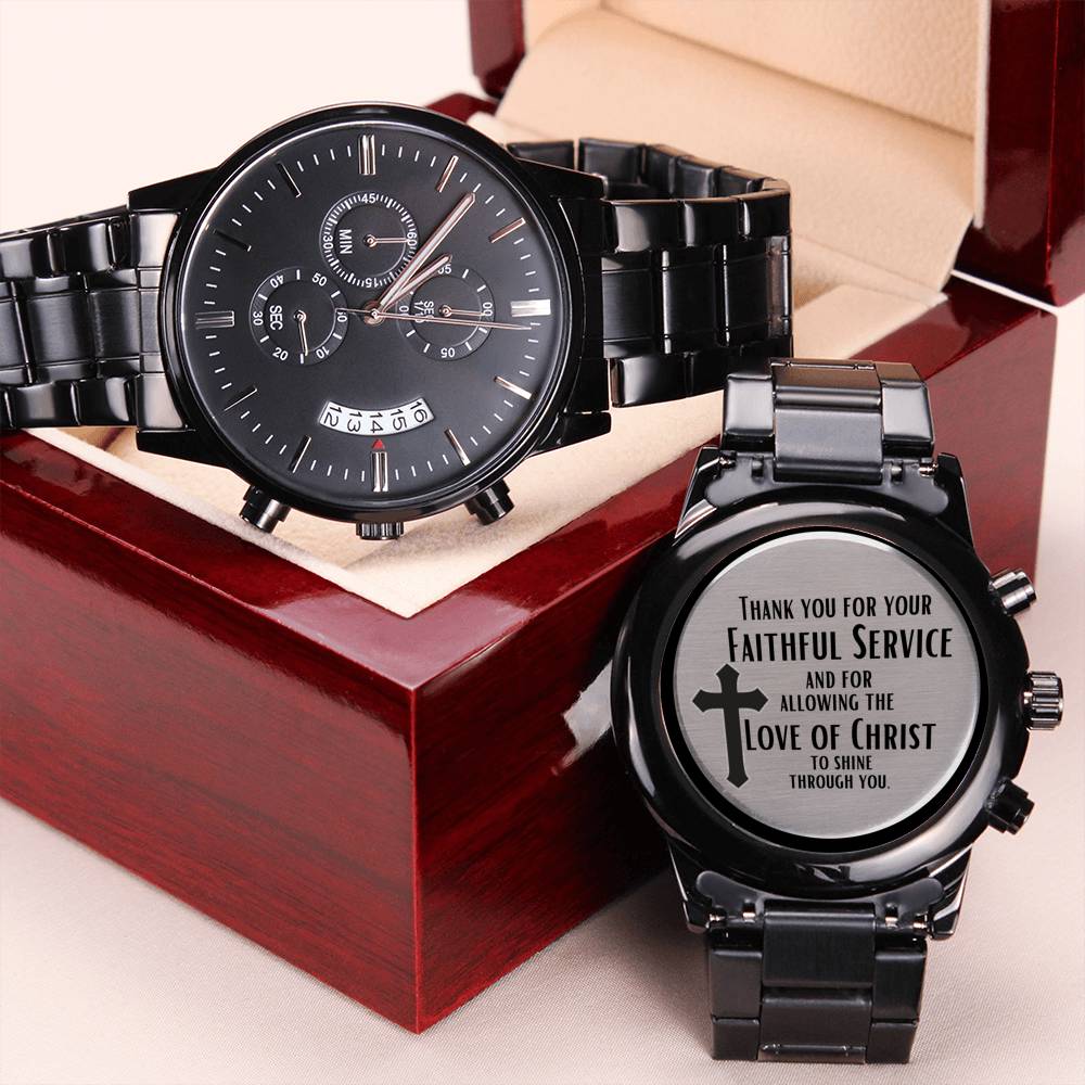 Engraved Chronograph Watch Faithful Service