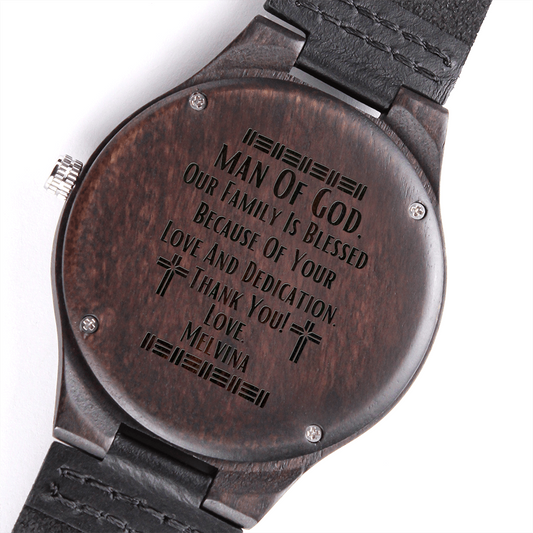 To Family Man of God Personalized and Engraved Men's Wood Watch