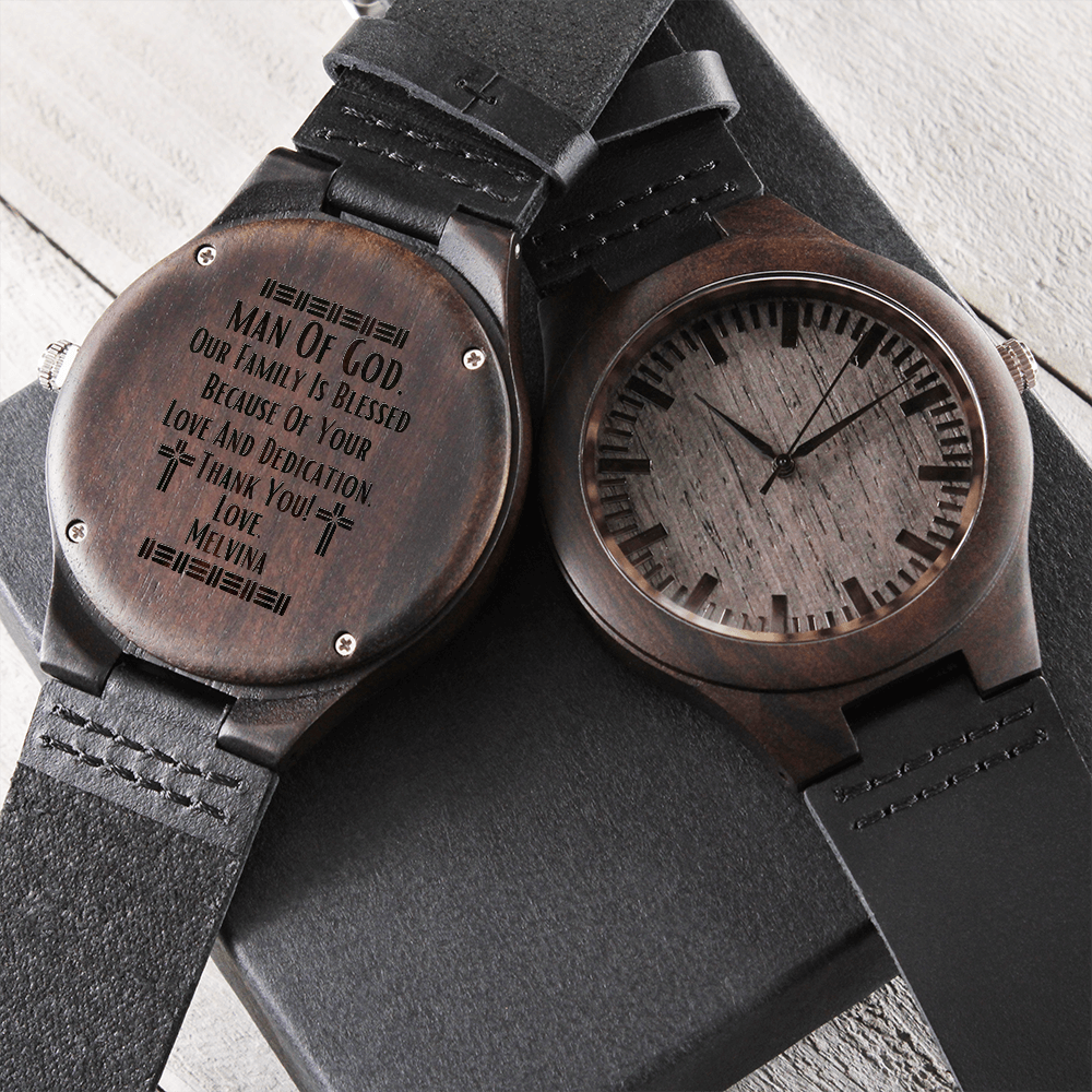 To Family Man of God Personalized and Engraved Men's Wood Watch