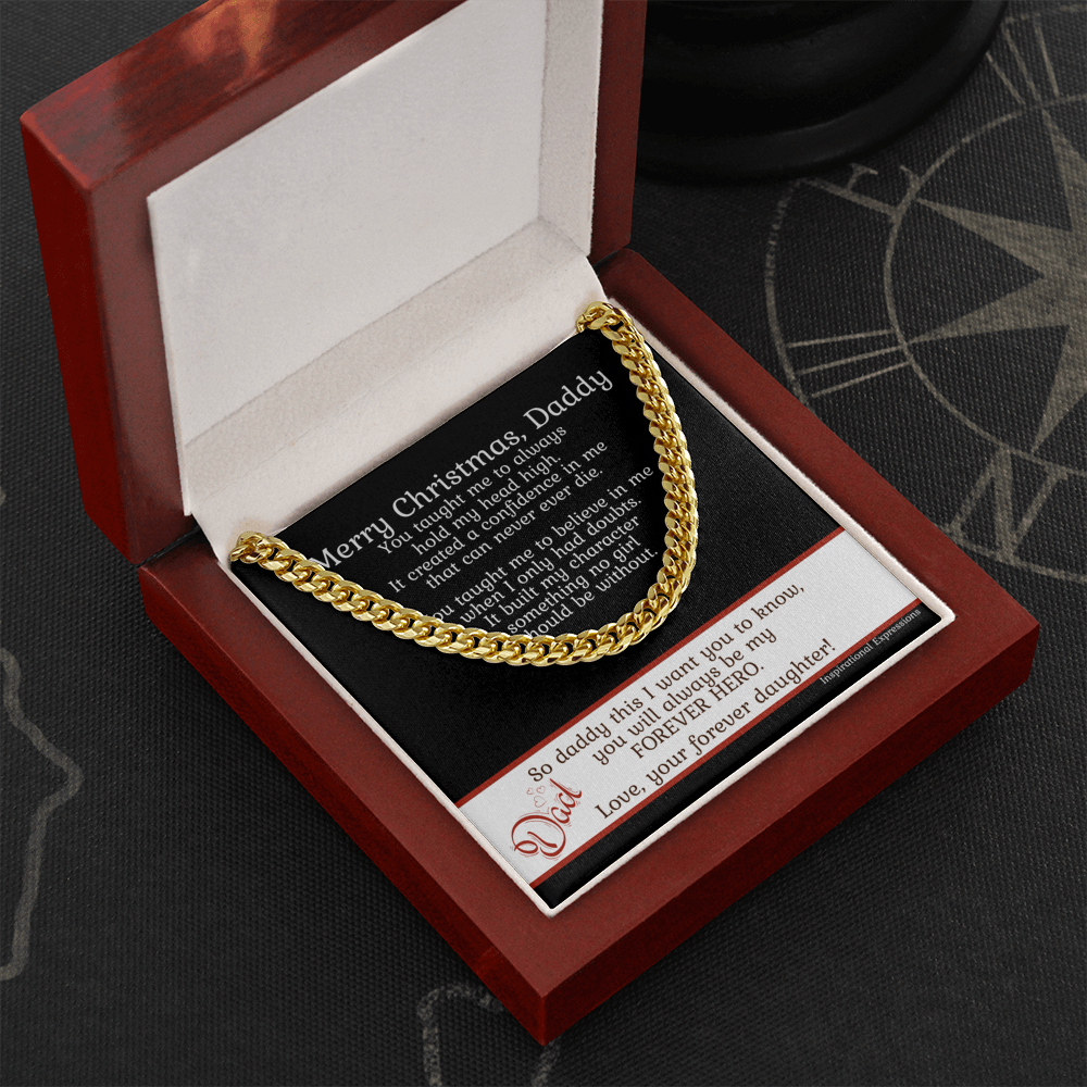 Cuban Link Chain Necklace And Christmas Message Card To Dad From Daughter