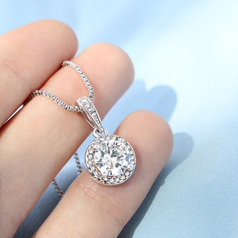Mother-In-Law Mother's Day Cubic Zirconia Pendant Necklace and Jewelry Message Card -Treasure