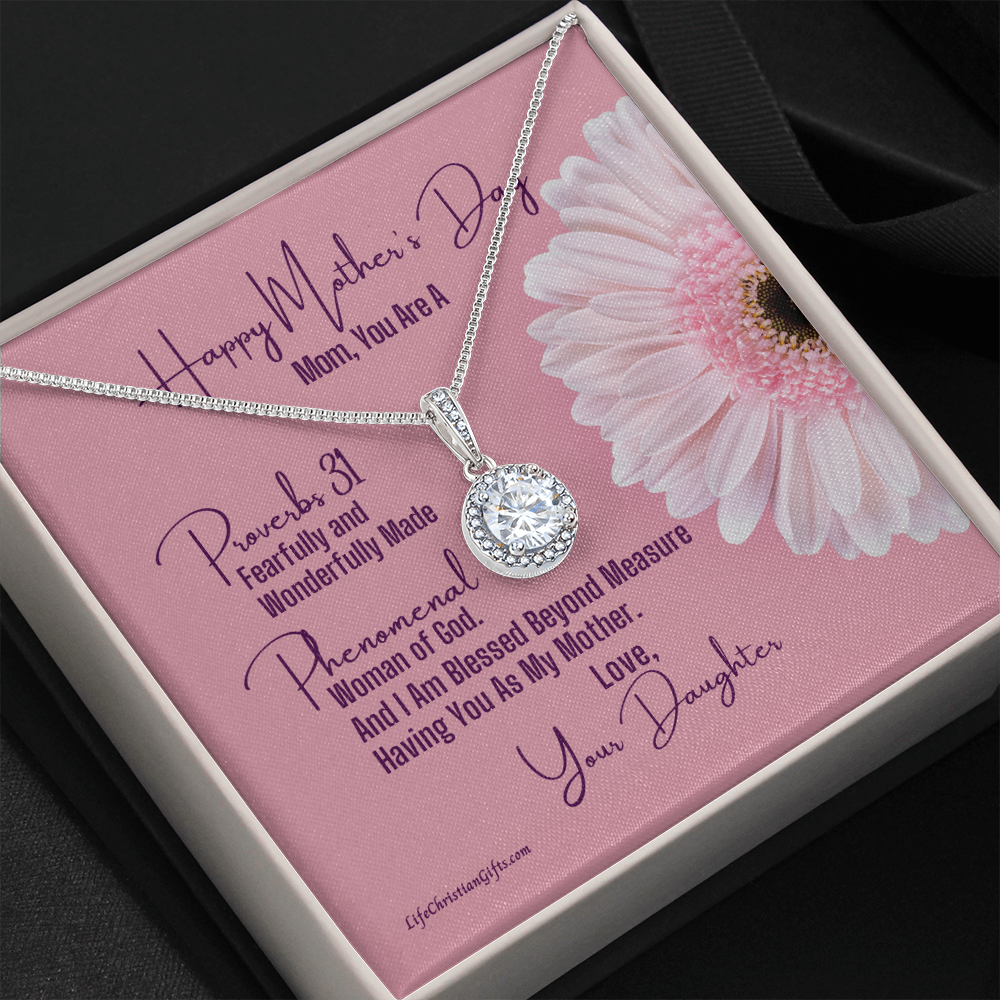 Mother's Day Message Card From Daughter - Eternal Hope Necklace - Proverbs 31