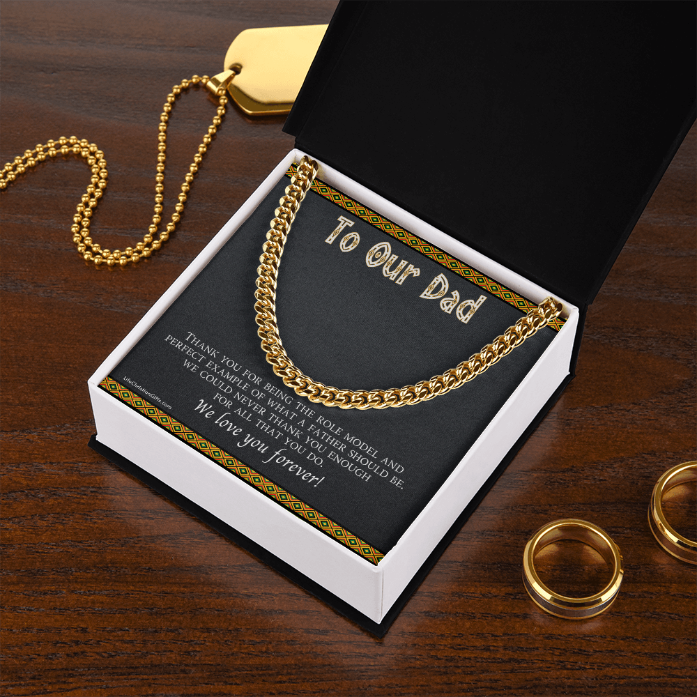 To Our Dad Cuban Link Chain With Message Card For Dad