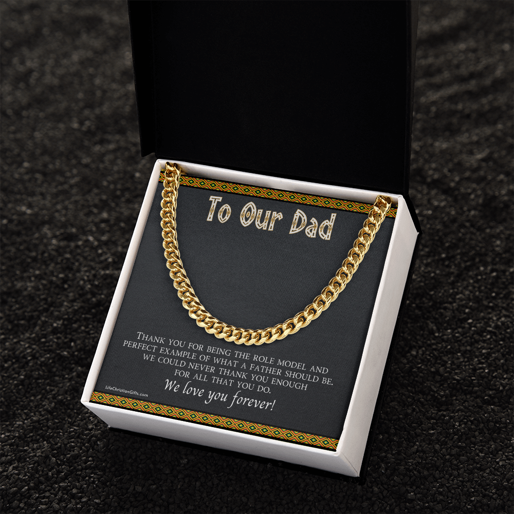 To Our Dad Cuban Link Chain With Message Card For Dad