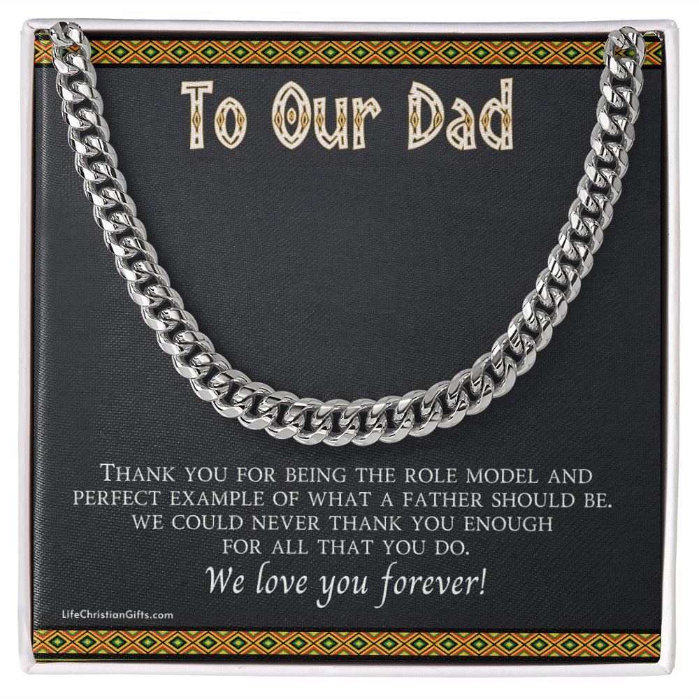 To Our Dad Cuban Link Chain With Message Card For Dad
