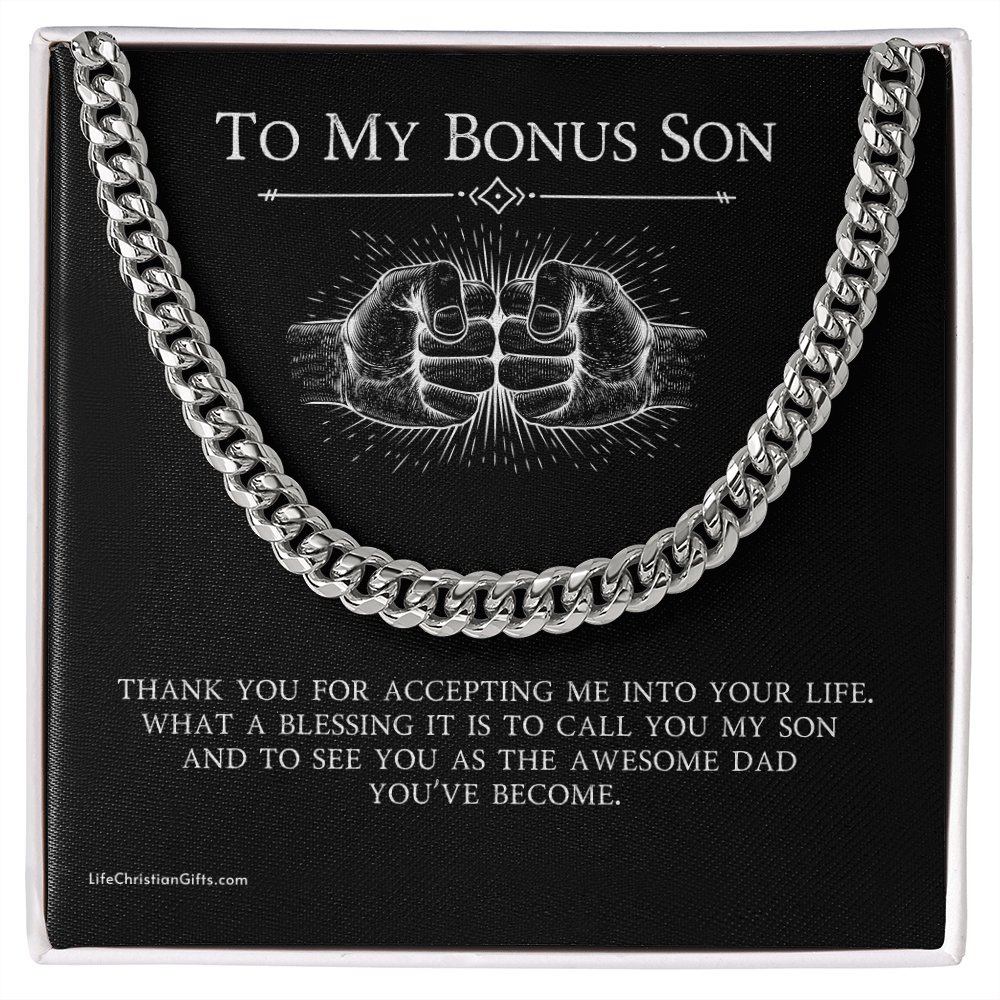 To Bonus Son Cuban Link Chain With Kente Border Message Card