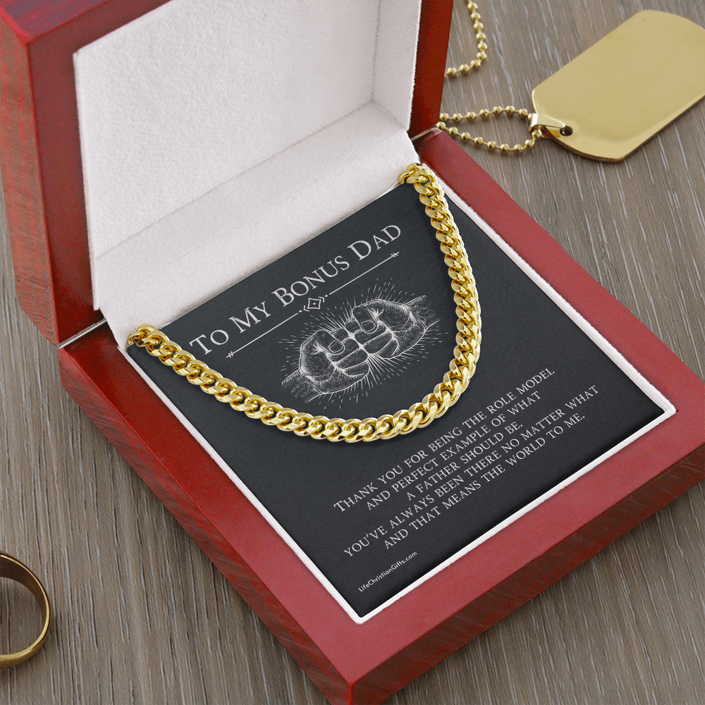 To Bonus Dad Cuban Link Chain With Fist Bump Message Card