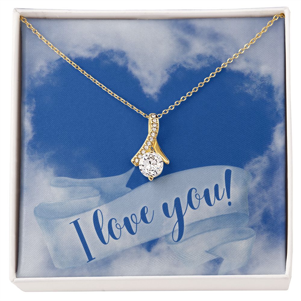 Alluring Beauty Necklace With I Love You Jewelry Message Card