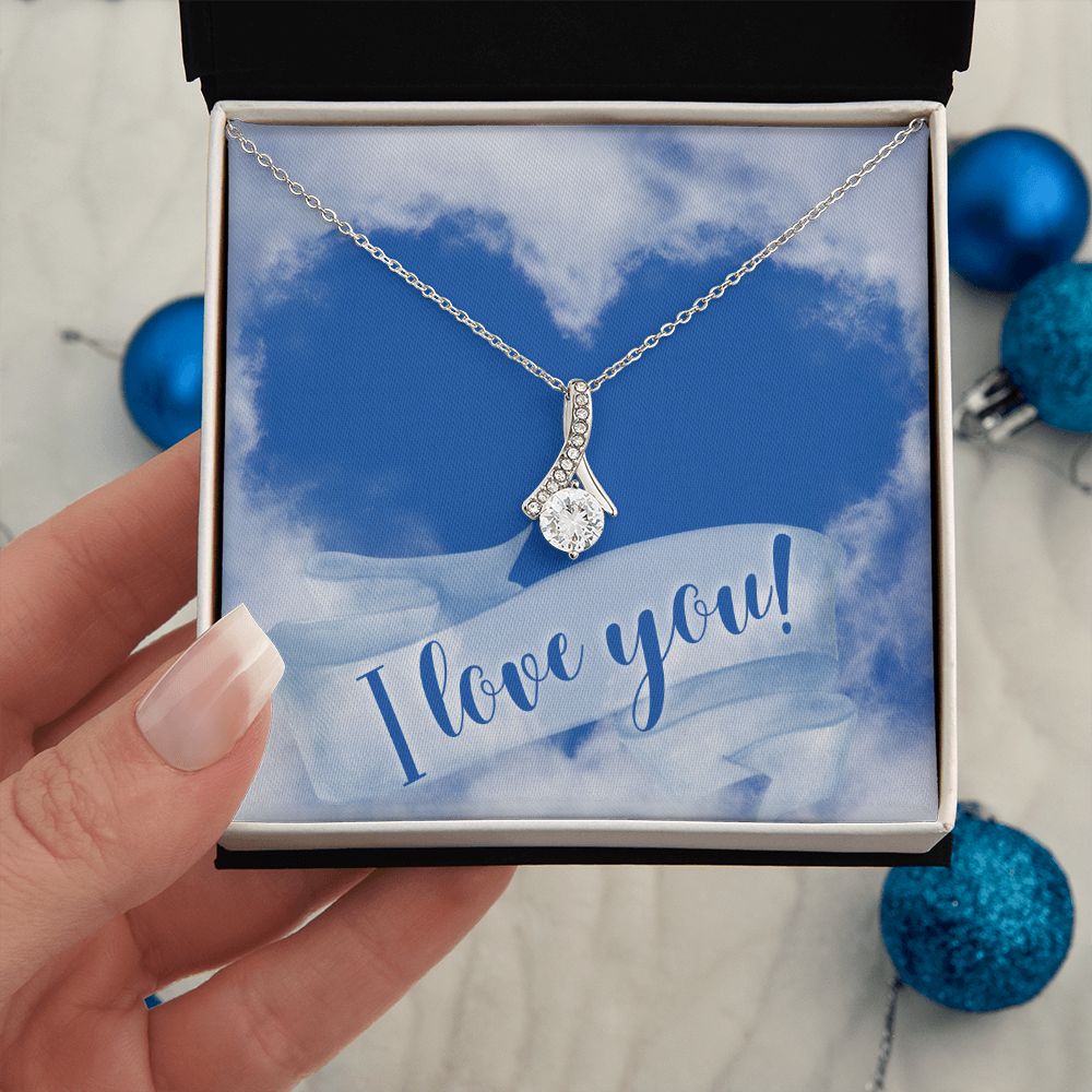 Alluring Beauty Necklace With I Love You Jewelry Message Card