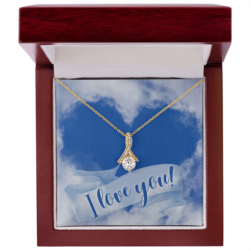 Alluring Beauty Necklace With I Love You Jewelry Message Card