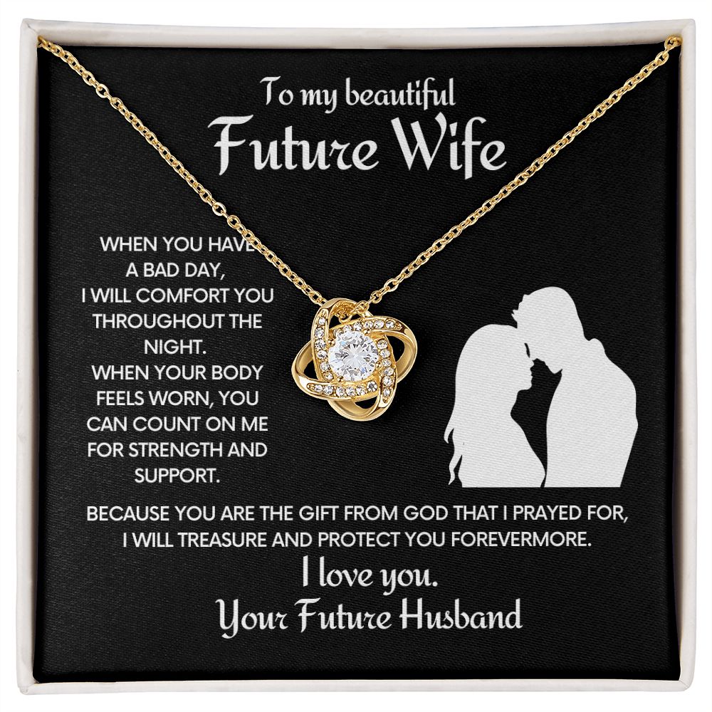 Future Wife Love Knot Necklace With Message Card - Comfort You - Black
