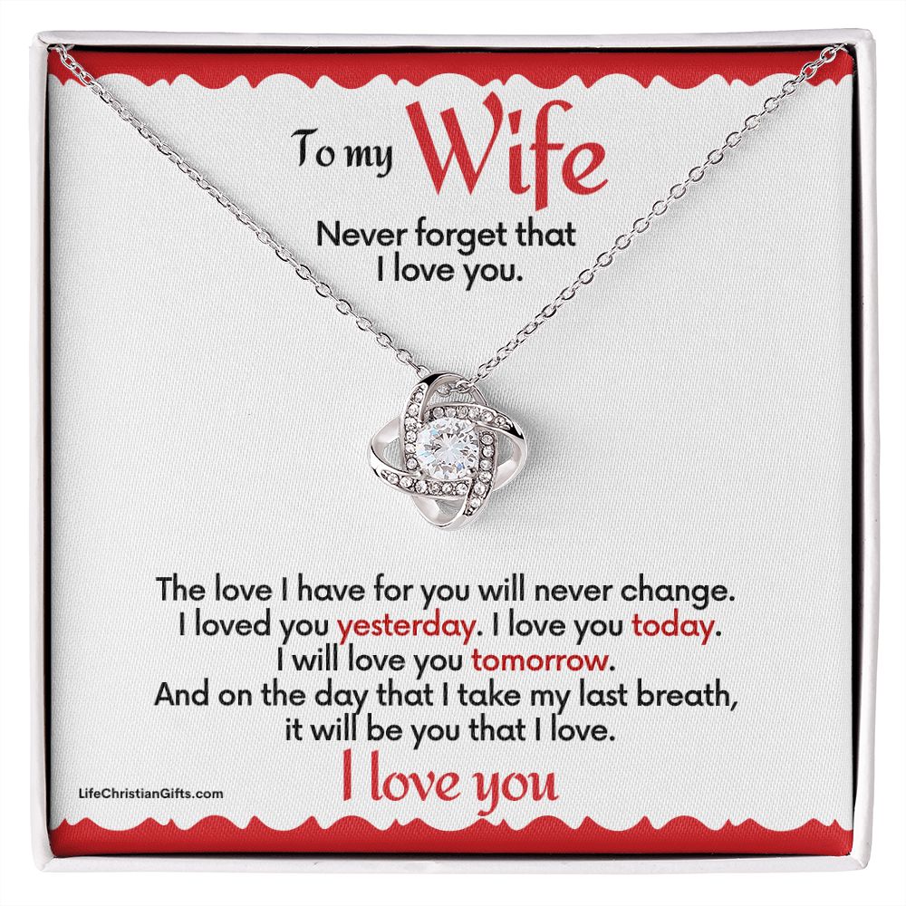 To Wife Love Knot Necklace With Message Card - Love For You