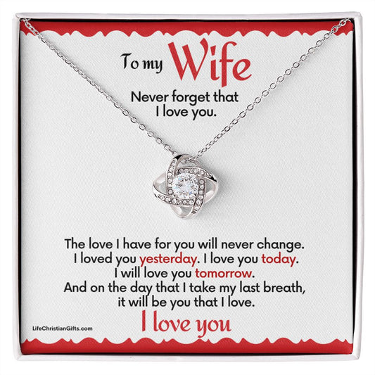 To Wife Love Knot Necklace With Message Card - Love For You