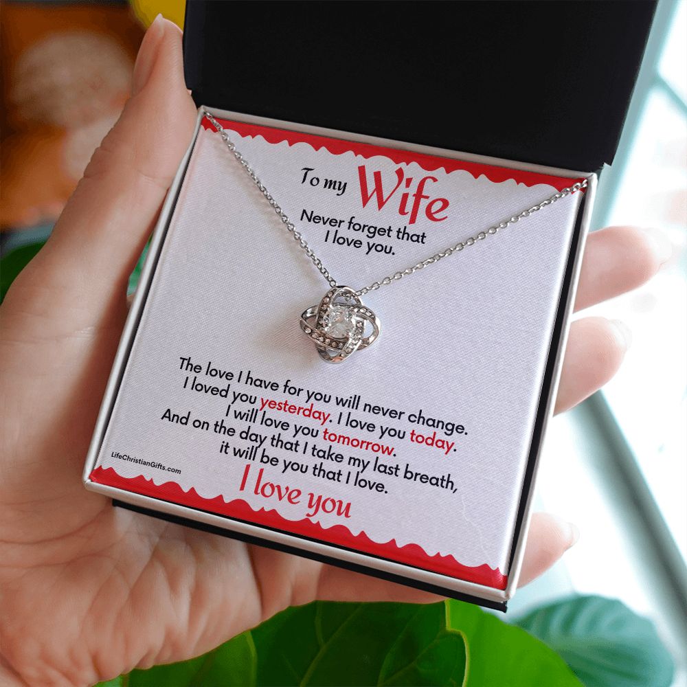 To Wife Love Knot Necklace With Message Card - Love For You