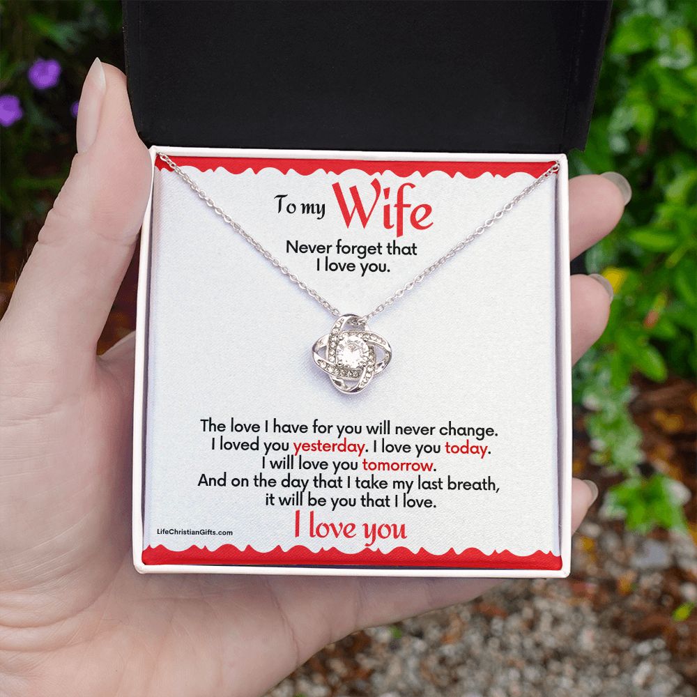 To Wife Love Knot Necklace With Message Card - Love For You