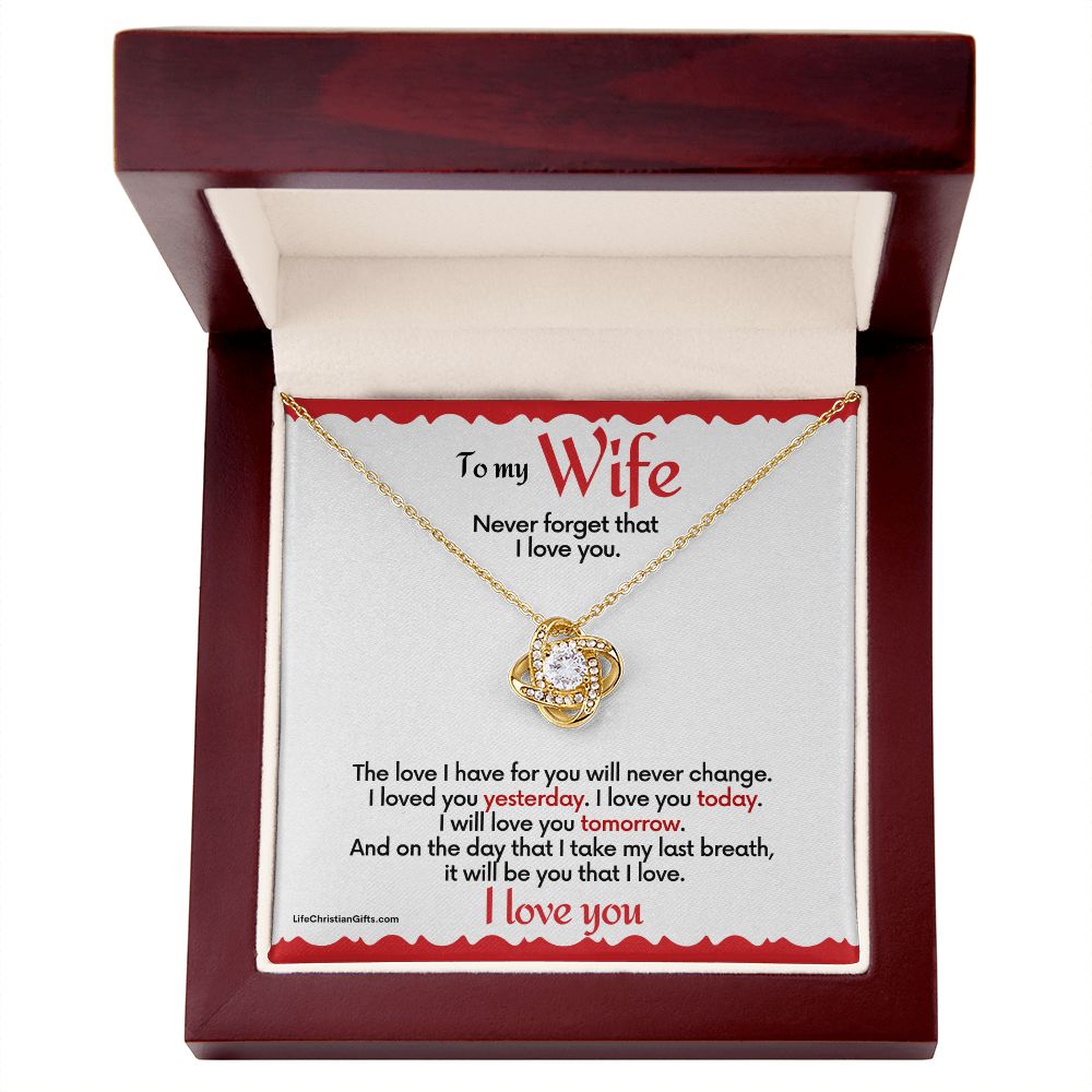 To Wife Love Knot Necklace With Message Card - Love For You