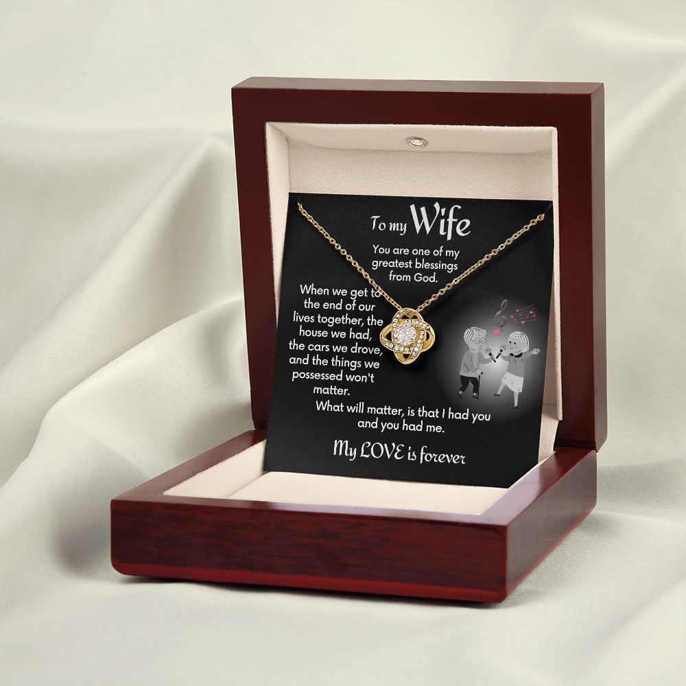 To Wife Love Knot Necklace With Message Card - Together | Black