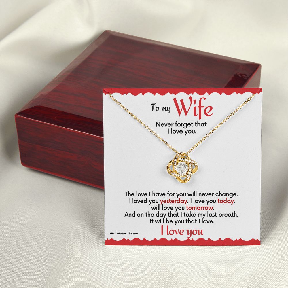 To Wife Love Knot Necklace With Message Card - Love For You