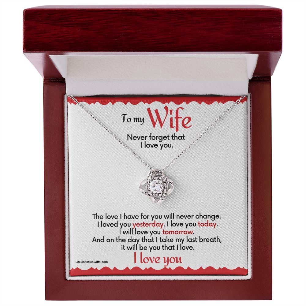 To Wife Love Knot Necklace With Message Card - Love For You