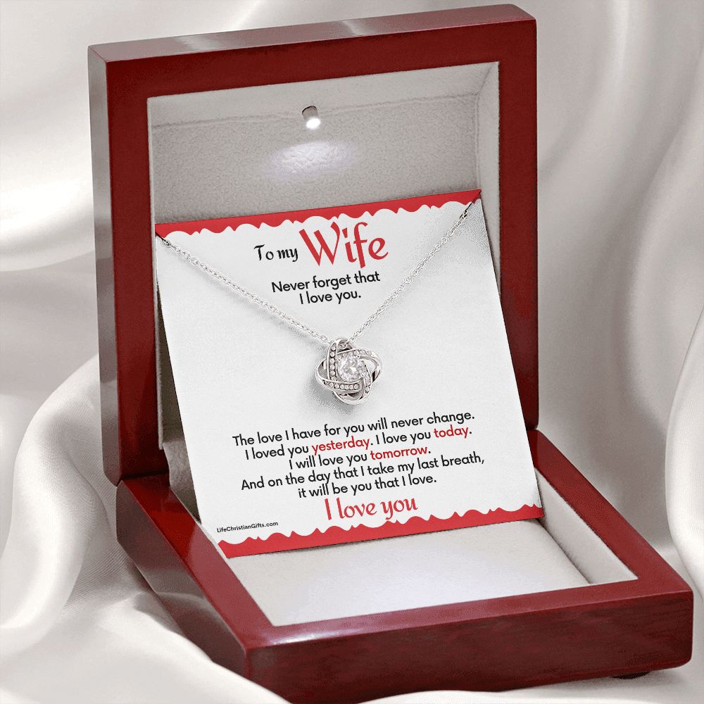 To Wife Love Knot Necklace With Message Card - Love For You