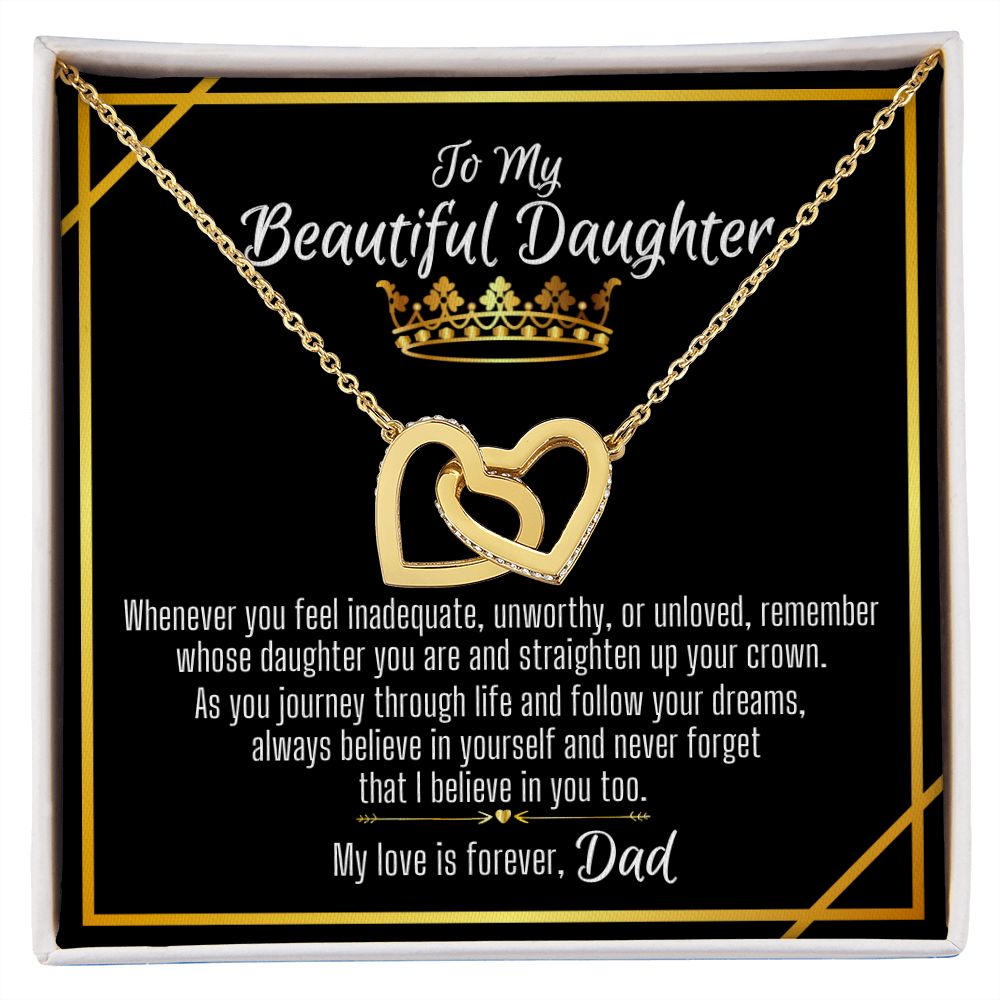 To Daughter From Dad Interlocking Hearts Necklace - Believe Crown