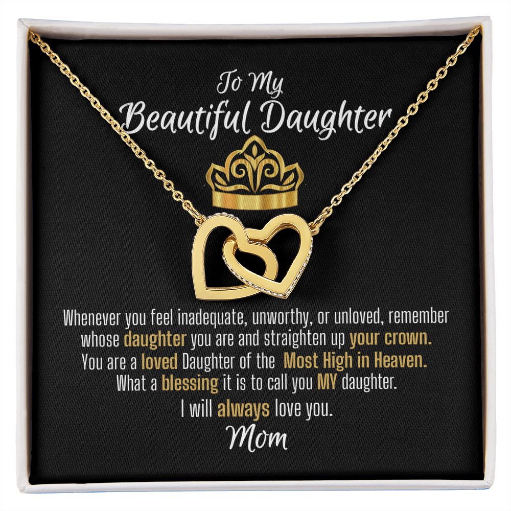 To daughter from mom - 18K yellow gold filled Interlocking Heart Necklace