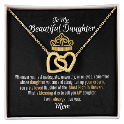 To daughter from mom - 18K yellow gold filled Interlocking Heart Necklace
