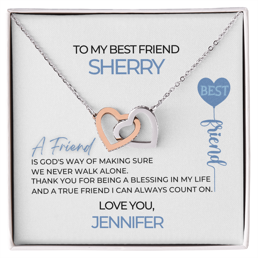 Interlocking Heart Necklace With Best Friend Necklace Message Card