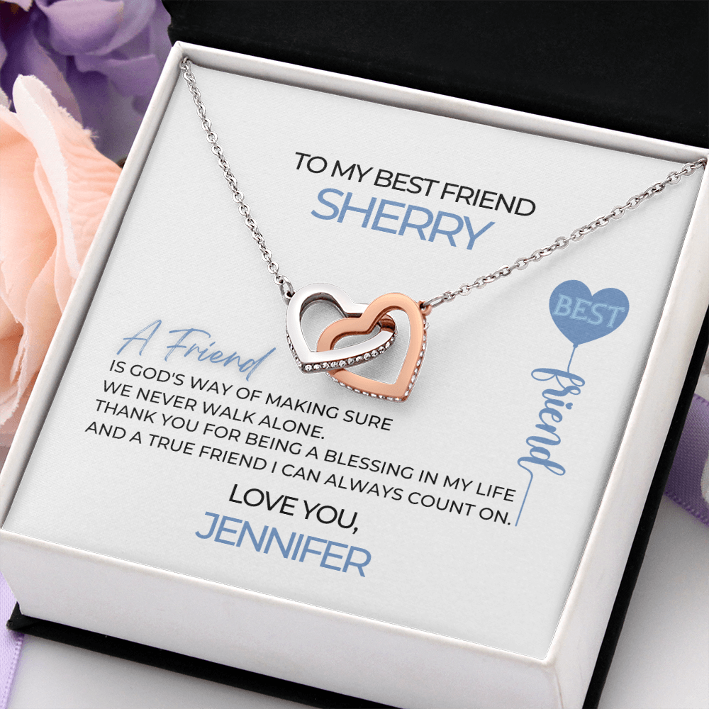 To Best Friend Interlocking Hearts Necklace - Best Friend Heart Balloon